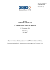 List of Participants 23rd Ministerial Council Meeting 8-9 December 2016