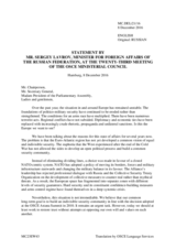 Statement by H.E. Sergey Lavrov, Minister for Foreign and European Affairs (Long Version)
