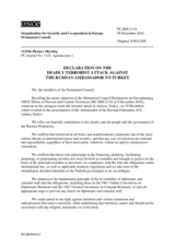 Declaration on the deadly terrorist attack against the Russian ambassador to Turkey