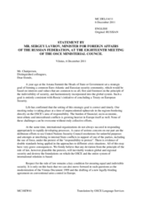 Statement by H. E. Mr. Sergey Lavrov, Minister of Foreign Affairs