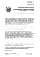 Statement by the Delegation of the United States of America on the destruction of cultural heritage in the Georgian region of Abkhazia