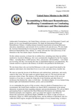 Statement by the Delegation of the United States of America in response to the address by the Chair of the International Holocaust Remembrance Alliance, H.E. Ambassador Mihnea Constantinescu