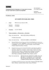 Journal of the 431st Plenary Meeting of the Forum for Security Co-operation (es)