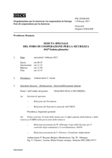 Giornale della 843a Seduta speciale del Foro di cooperazione per la sicurezza