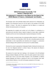 Statement by the Maltese EU Presidency in response to the report by the Head of the OSCE Mission in Kosovo, Ambassador Jan Braathu