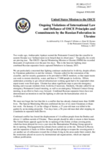 Statement by the Delegation of the United States of America on the Russia’s ongoing aggression against Ukraine and illegal occupation of Crimea