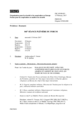 Journal de la 845ème séance plénière du Forum