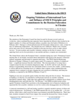 Statement by the Delegation of the United States of America on the Russia’s ongoing aggression against Ukraine and illegal occupation of Crimea