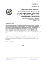 Statement by the Delegation of the United States of America on the so-called referendum in the occupied Tskhinvali region of Georgia