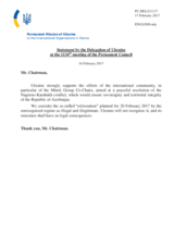 Statement by the Delegation of Ukraine on the illegal “referendum” in the occupied territories of the Republic of Azerbaijan