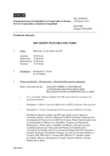 Diario de la 846ª Sesión plenaria del Foro de Cooperación en materia de Seguridad  
