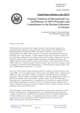 Statement by the Delegation of the United States of America on the Russia’s ongoing aggression against Ukraine and illegal occupation of Crimea