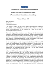 Remarks of Secretary General Lamberto Zannier at the 60th session of the UN Commission on Narcotic Drugs Remarks of Secretary General Lamberto Zannier at the 60th session of the UN Commission on Narcotic Drugs