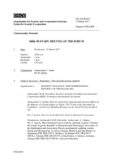 Journal of the 848th Plenary Meeting of the Forum for Security Co-operation