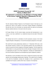 Statement by the Maltese EU Presidency in response to the address by the Deputy Prime Minister and Minister for Foreign Affairs of the former Yugoslav Republic of Macedonia, H.E. Nikola Poposki