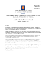 Statement by the Delegation of Norway on the three years of Russia’s attempted annexation of the Autonomous Republic of Crimea and the city of Sevastopol