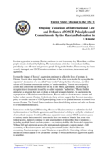 Statement by the Delegation of the United States of America on the Russia’s ongoing aggression against Ukraine and illegal occupation of Crimea