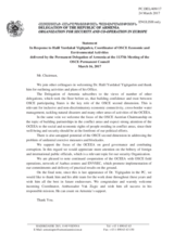 Statement by the Delegation of Armenia in response to the report by the Co-ordinator of OSCE Economic and Environmental Activities, Dr. Halil Yurdakul Yigitgüden