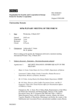 Journal of the 847th Plenary Meeting of the Forum for Security Co-operation