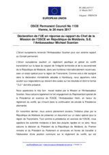 Déclaration de l'UE en réponse au rapport du Chef de la Mission de l'OSCE en République de Moldavie, S.E. l’Ambassadeur Michael Scanlan
