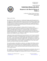 Statement by the Delegation of the United States of America in response to the report by the Head of the OSCE Mission to Moldova, Ambassador Michael Scanlan