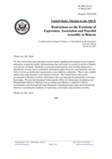 Statement by the Delegation of the United States of America on the restrictions on the freedoms of expression, association and assembly in Belarus
