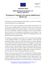 Statement by the Maltese EU Presidency in response to the report by the Director of the Office for Democratic Institutions and Human Rights, Mr. Michael Georg Link