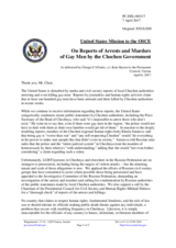 Statement by the Delegation of the United States of America on reports of arrests and murders of homosexual men by the Chechen authorities
