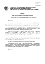 Statement by the Delegation of Armenia on the recent military exercise in Azerbaijan and joint tactical exercises by Azerbaijan and Turkey