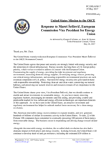 Statement by the Delegation of the United States of America in response to the address by the Vice-President of the European Commission, Mr. Maroš Šefčovič