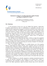 Statement by the Delegation of Ukraine on the Russia’s ongoing aggression against Ukraine and illegal occupation of Crimea