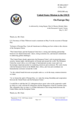 Statement by the Delegation of the United States of America on the Europe Day, celebrated on 9 May