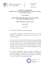 Address by a Representative of the Chair of the Committee of Ministers of the Council of Europe, Deputy Minister of Foreign Affairs for Security and Multilateral Issues of the Czech Republic, Mr. Ivo Šrámek