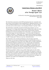 Statement by the Delegation of the United States of America on the criminal charges brought against Russian human rights defender Ms. V. Cherevatenko