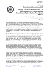 Statement by the Delegation of the United States of America on the Russia’s ongoing aggression against Ukraine and illegal occupation of Crimea
