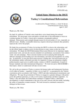 Statement by the Delegation of the United States of America on the referendum on constitutional amendments in Turkey, held on 16 April 2017